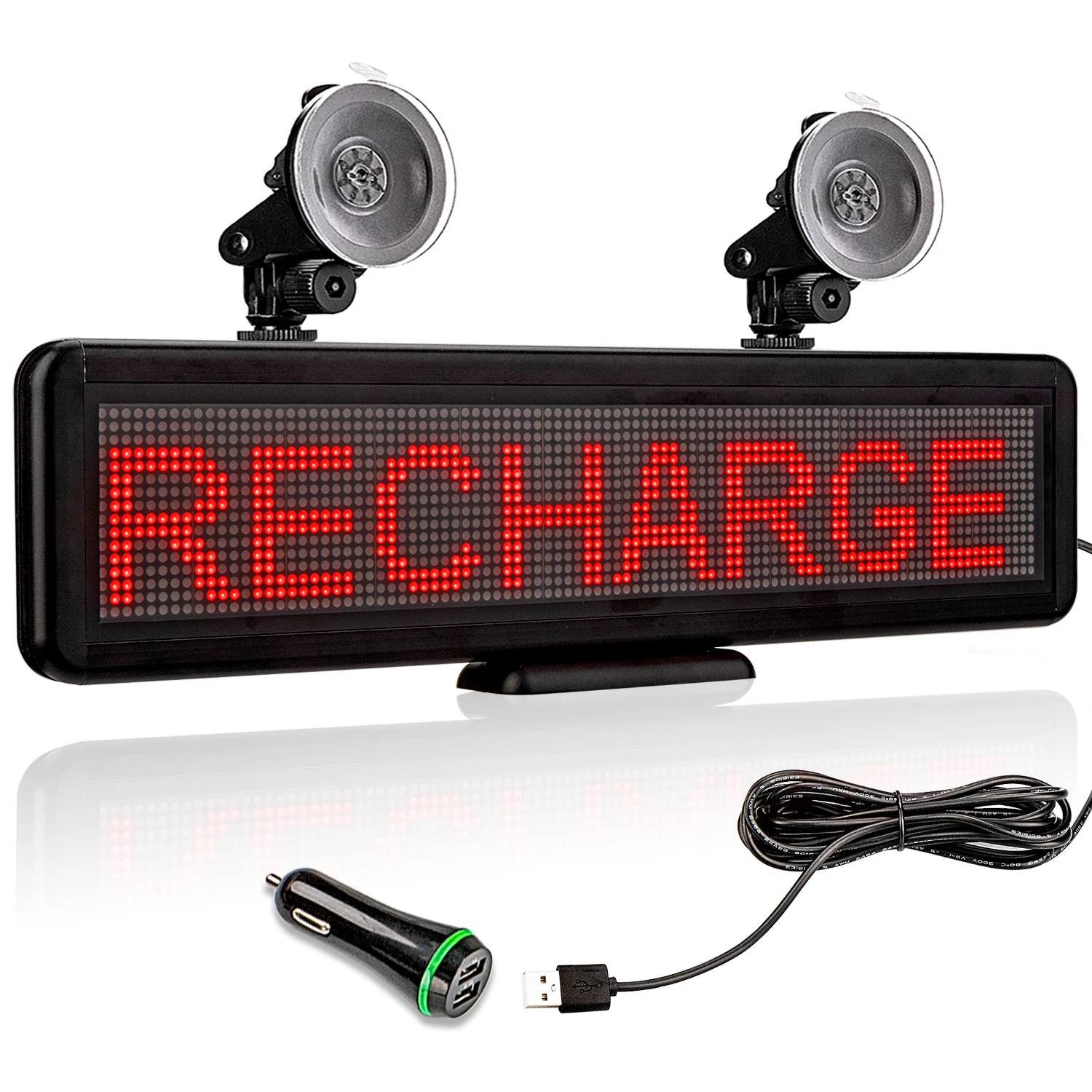 LED Car Sign Rechargeable USB Programmable Message Led Business Sign Multi-style LED Display Board Red Text