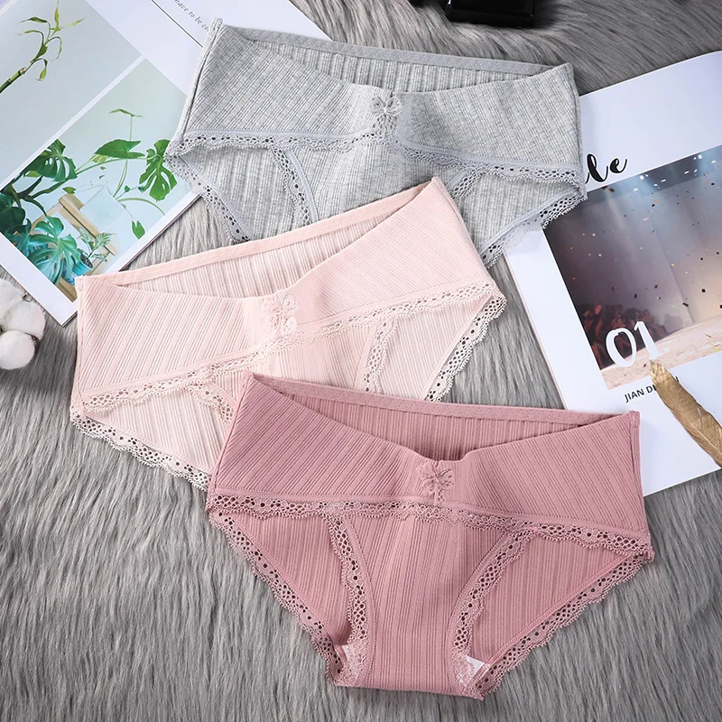 

1PCs Cotton Maternity Panties with Lace Low Waist Belly Underwear Clothes for Pregnant Women Pregnancy Briefs Drop Shipping