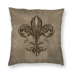 Vintage Fleur De Lis Lily Flower Cushion Cover Double Side Print Fleur-De-Lys Floor Pillow Case for Sofa Pillowcase Decoration