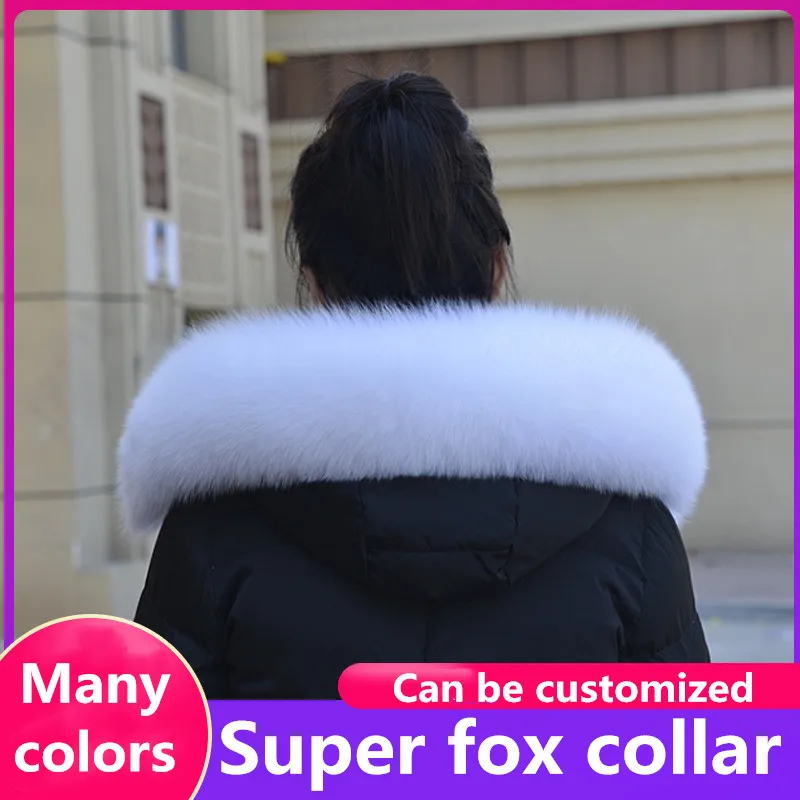 

Winter 100% real fox collar scarf men's and women's coat fur hat collar luxury fox collar women's warm Collar Scarf