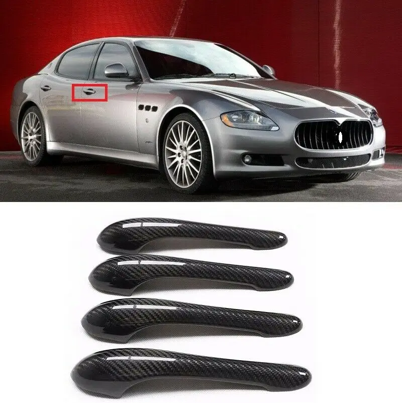 

Dry Real Carbon Fiber Door Handle Cover Cap Trim For Maserati Quattroporte 08-12