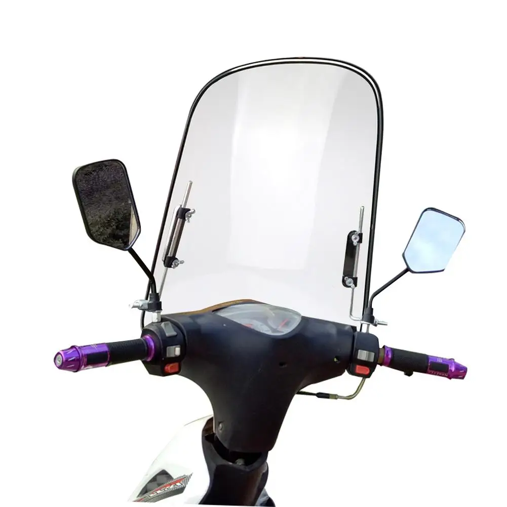 Universal HD Motorcycle Windshield Windscreen Wind Deflector With Adjustable Bracket Fit With Mounting Accessories