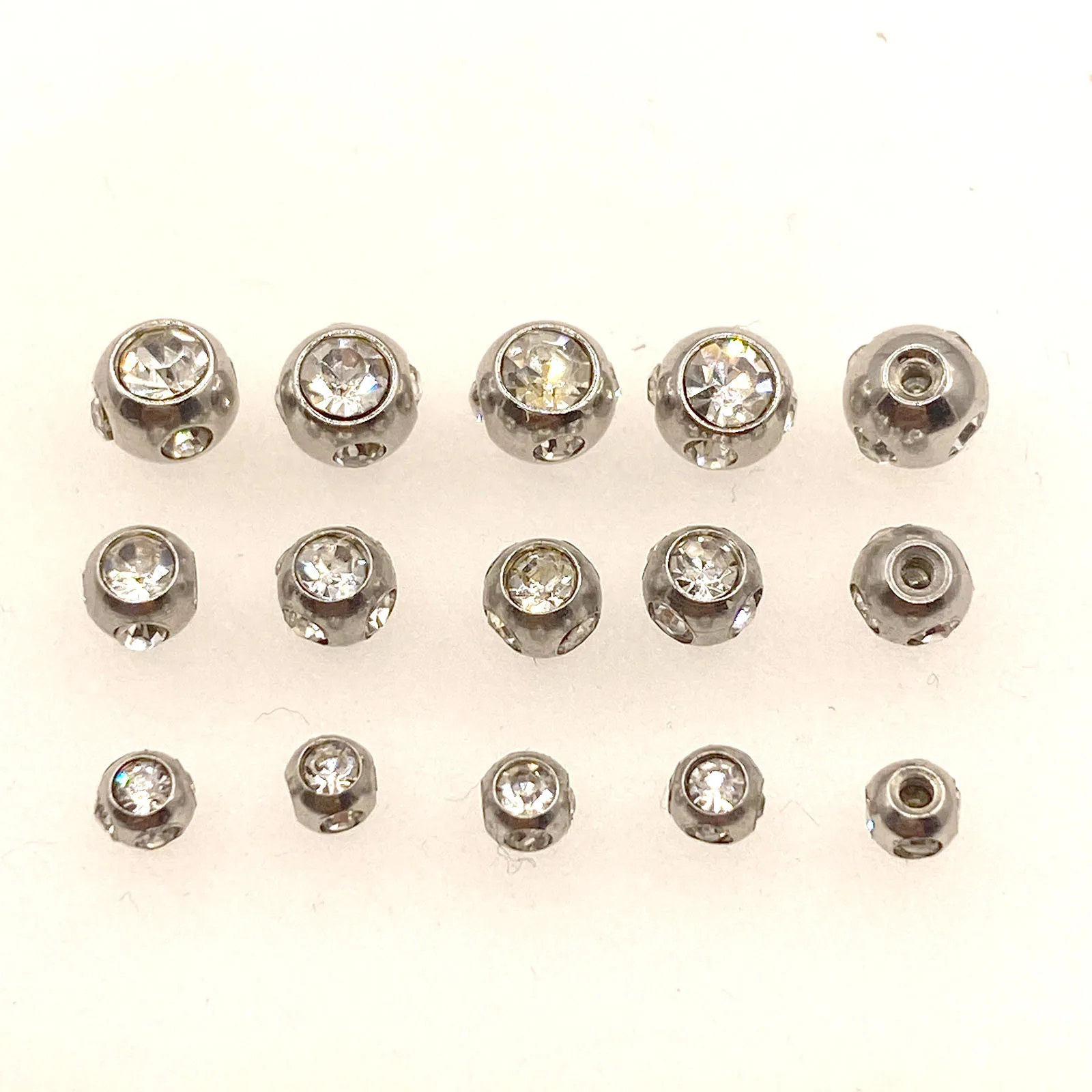 10pcs Clear Crystal Replacement Ball Screw Thread Bead Lip Navel Ear Tongue Stainless Steel Body Piercing Spare Beads 3/4/5mm