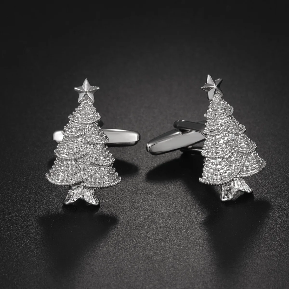 Vintage Men's Business Stainless Steel Cufflinks Novelty Christmas Tree Cuff Links Wedding Party Business Gift