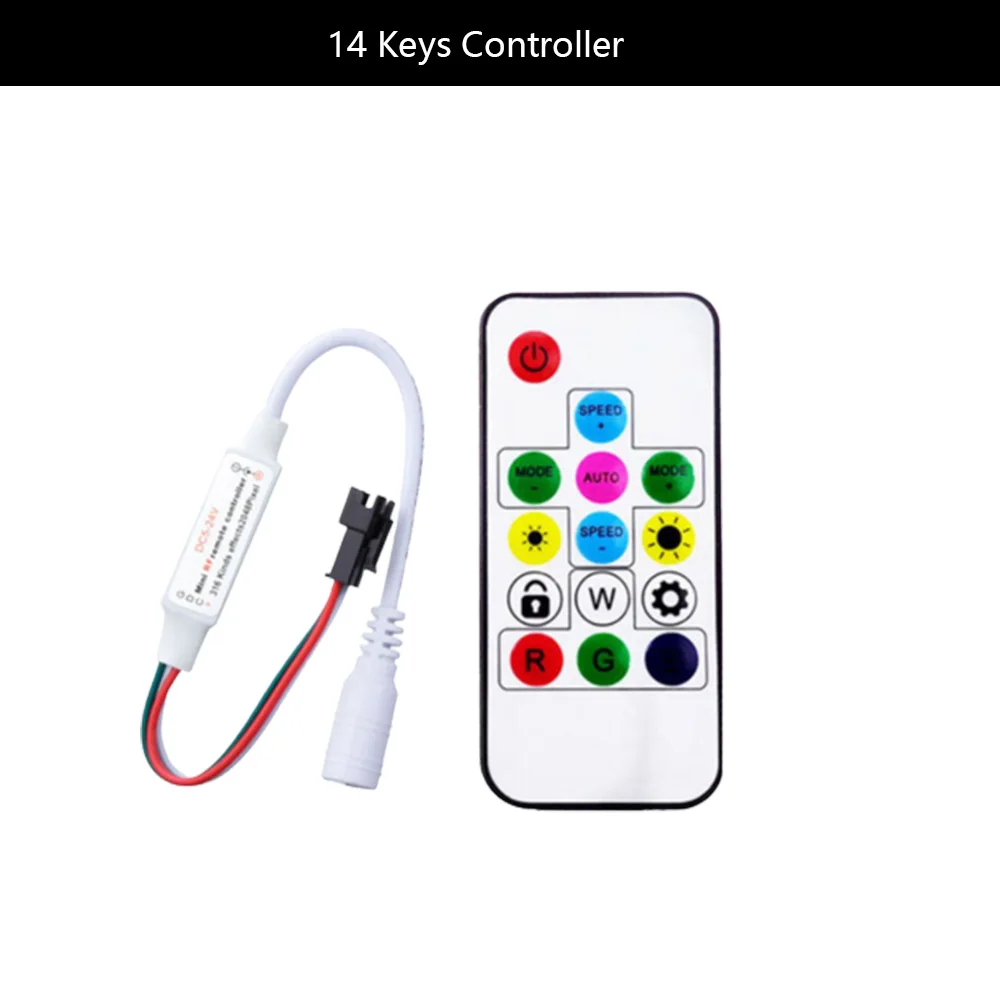 WS2812B DC5V  LED Digital Flexible Individually Addressable Panel WS2812 8*8 16*16 8*32 Pxiels Module Matrix Screen 14Keys Kit