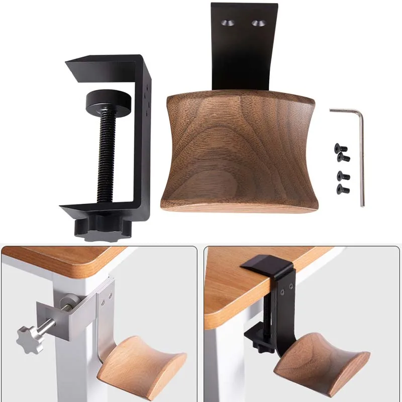 JINSERTA Wooden Headphones Stand Holder Aluminum Alloy Desk Lock Clip Headphone Bracket Easy Install Headset Display Hanger