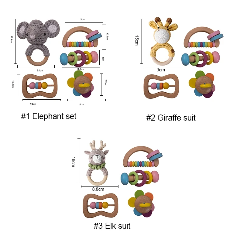 Bộ 5 Đồ Chơi Cho Bé 0-12 Tháng Tuổi Trẻ Sơ Sinh Đồ Chơi Gỗ DIY Móc Lục Lạc Giáo Dục Montessori Lục Lạc Đậu Nành Vòng Tay sản Phẩm