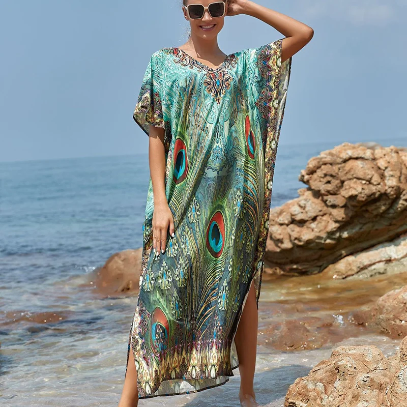 Easy Dry Beach Cover up Robe Plage Vestido Playa Beach Pareo Swimsuit cover up Beachwear 플러스 사이즈 수영복 여성 맥시 드레스