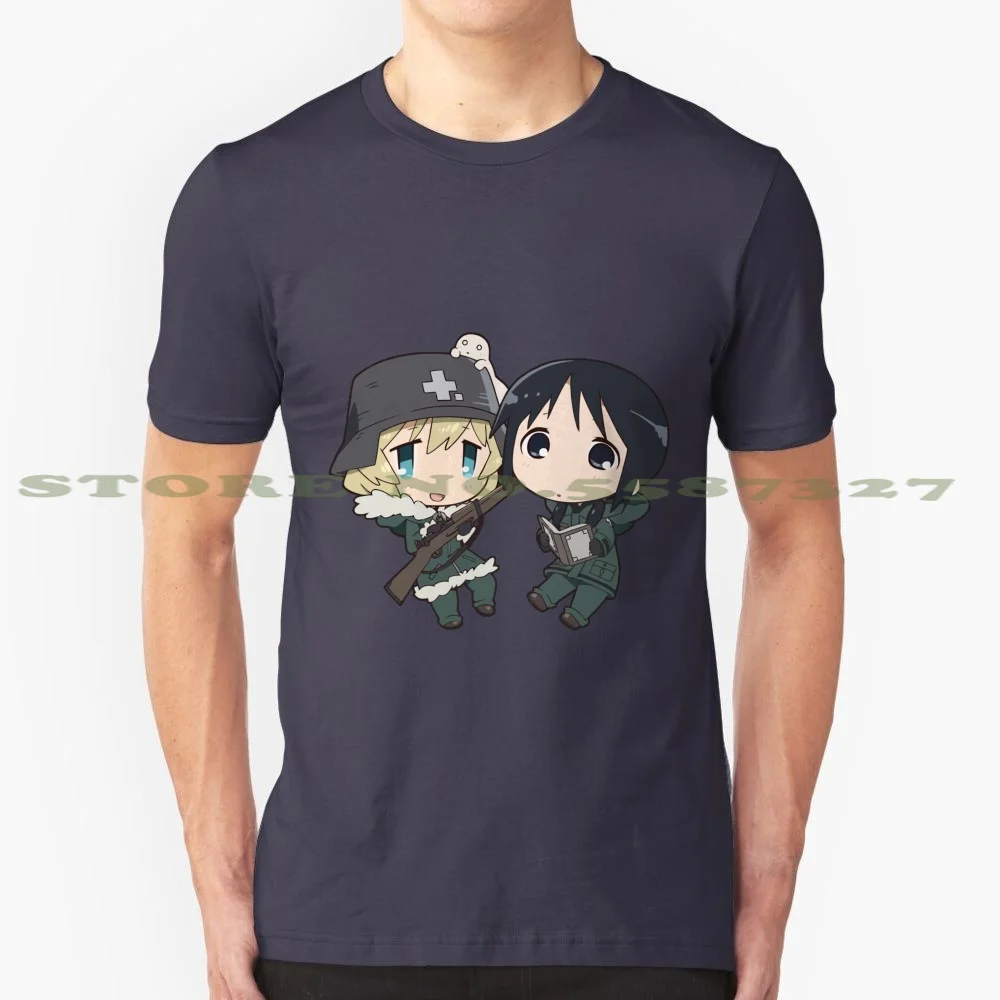 Yuuri And Chito-Girl'S Last Tour 100% Pure Cotton T-Shirt Yuuri Chito Girls Last Tour Shoujo Shuumatsu Ryokou Anime Manga Chibi