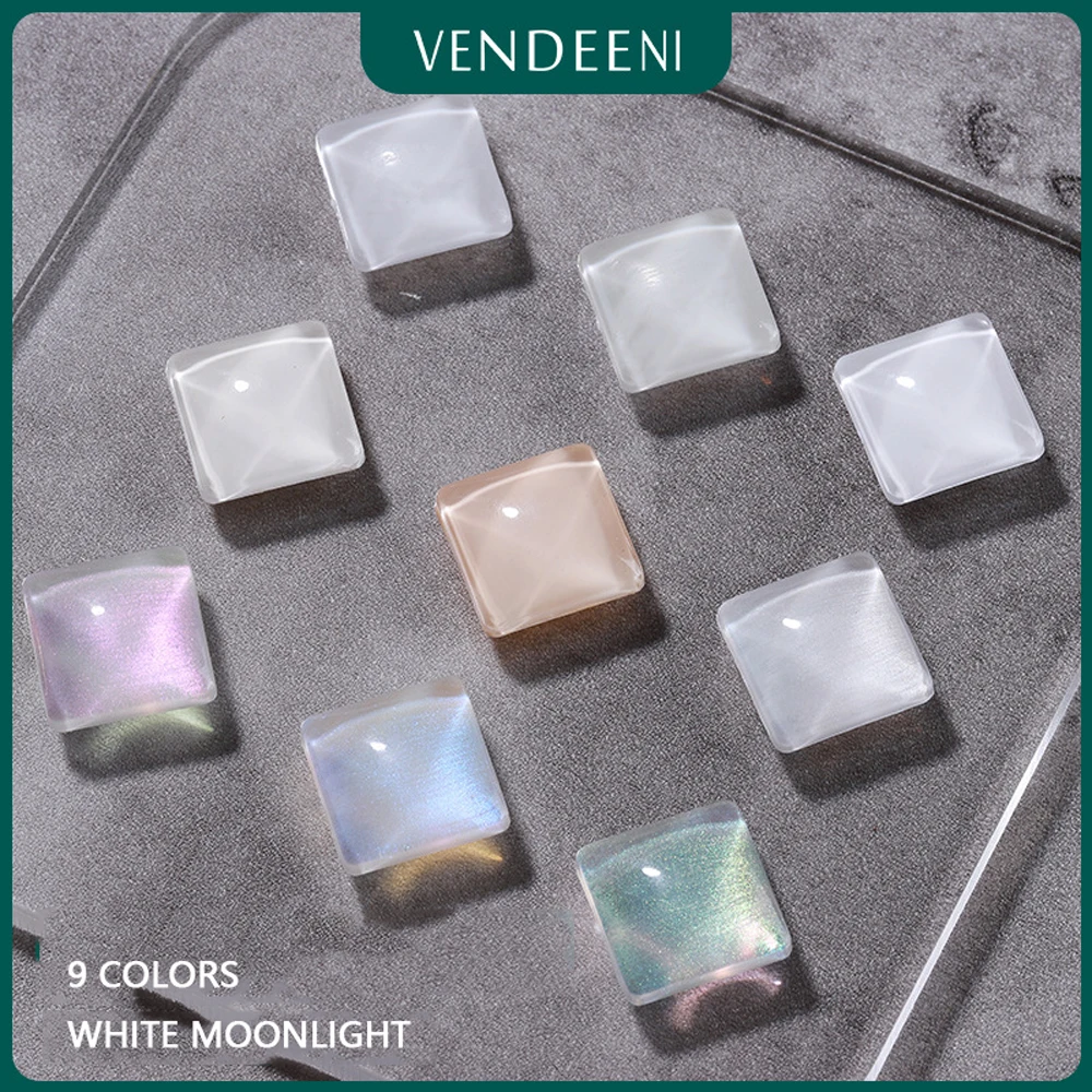 VDN 화이트 달빛 시리즈 젤 매니큐어, 순백색 밀키 네일 아트 젤 바니시, 반짝이는 글리터 젤 래커 폴리시, 9 가지 색상, 15ml 