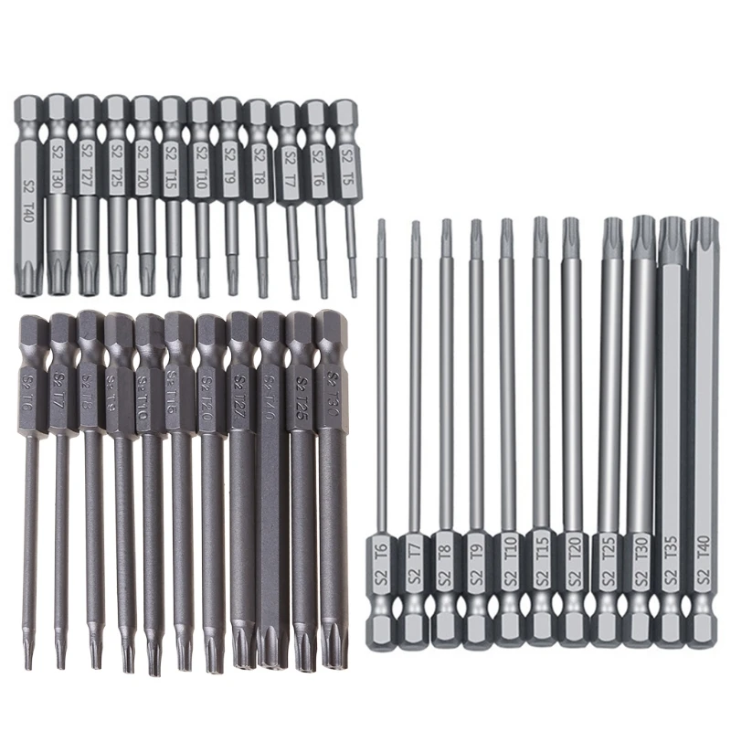 11/12pcs Tamper Proof Security Drill Bit Set Torx Screwdriver 1/4" Bits Driver