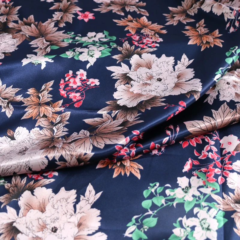 1 meter X 1.48 meter Vintage Flower Satin Fabric Lining Dolls Diy Handmade Kimono Pattern