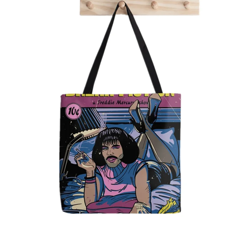 Shopper Freddie Mercury Queen Printed Tote Bag women Harajuku shopper handbag girl Shoulder shopping bag Lady Canvas Bag