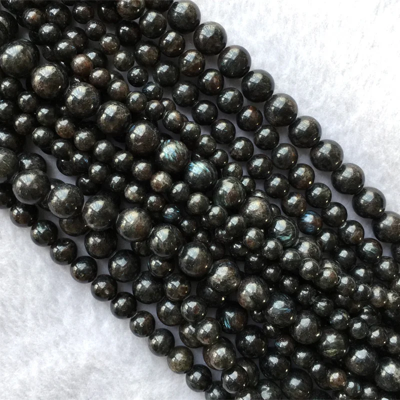 3pcs Natural Genuine Black Astrophyllite Round Loose Gemstone Stone Beads 6mm 8mm 10mm 12mm 15"