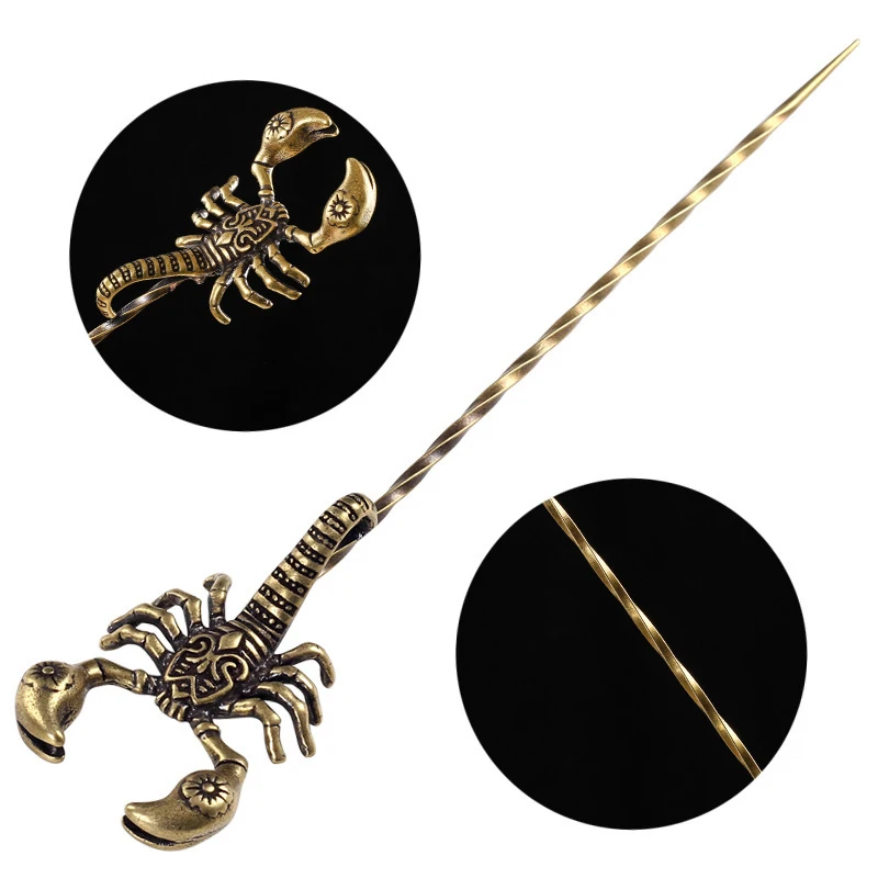 Retro Metal Cigar Needle Scorpion Wall Gecko Design Smoker Carving Dredge Drilled Loose Cigarette Cigar Needle Smoke Accessories