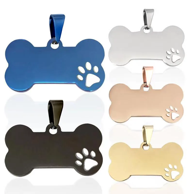 Personalized Metal Engraving Anti-lost Dog ID Tag Keychain Customized Pet Name Cat Bone Tags Pet Pendant Supplies Accessories