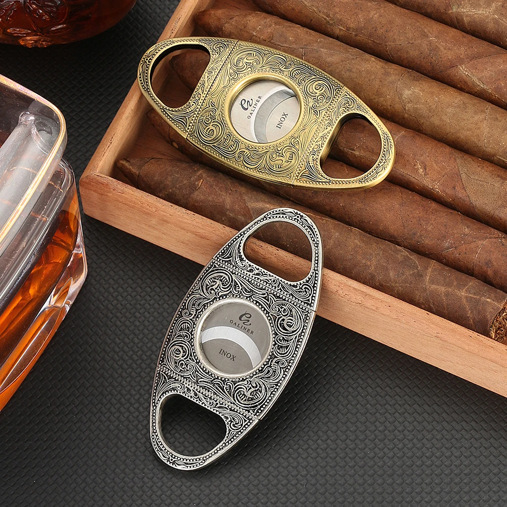 GALINER Retro Cigar Cutter Sharp Double Blades Cigar Scissors Metal Guillotine Cigar Knife Smoking Accessories