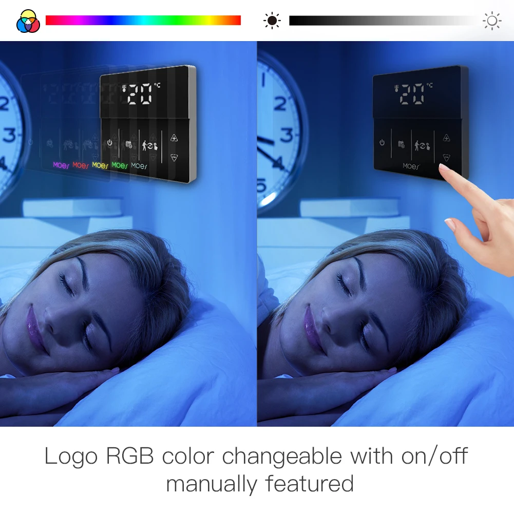 MoesHouse WiFi Smart Thermostat Gas Boiler Water Electric Floor Heating Controller Logo Color Adjustable Tuya Smart App Control