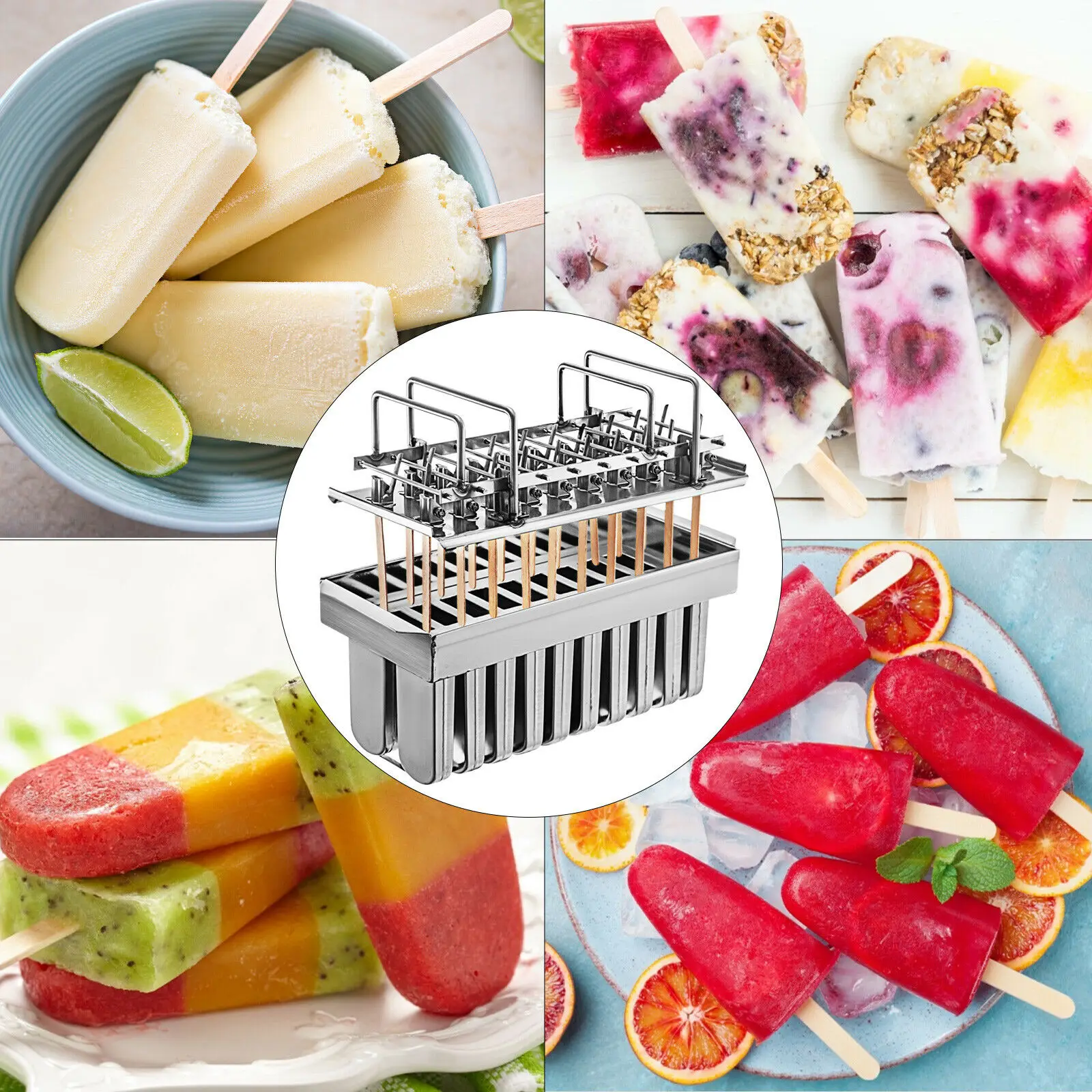 VEVOR 20 pcs Ice Cream Stick Mold Food-Grade Aço Inoxidável Lolly Popsicle Pop Titular Durável Saudável Eficiente Comercial Casa