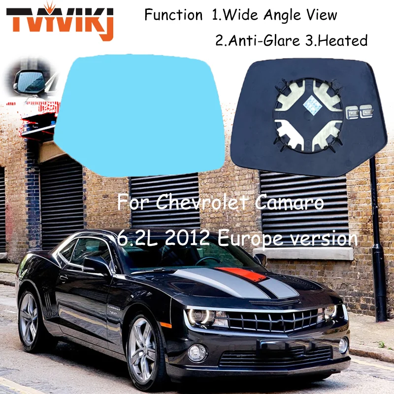 TVYVIKJ Side Rearview Mirror Blue Glass Lens For Chevrolet Camaro 6.2L 2012 Europe version Wide Angle View anti glare door