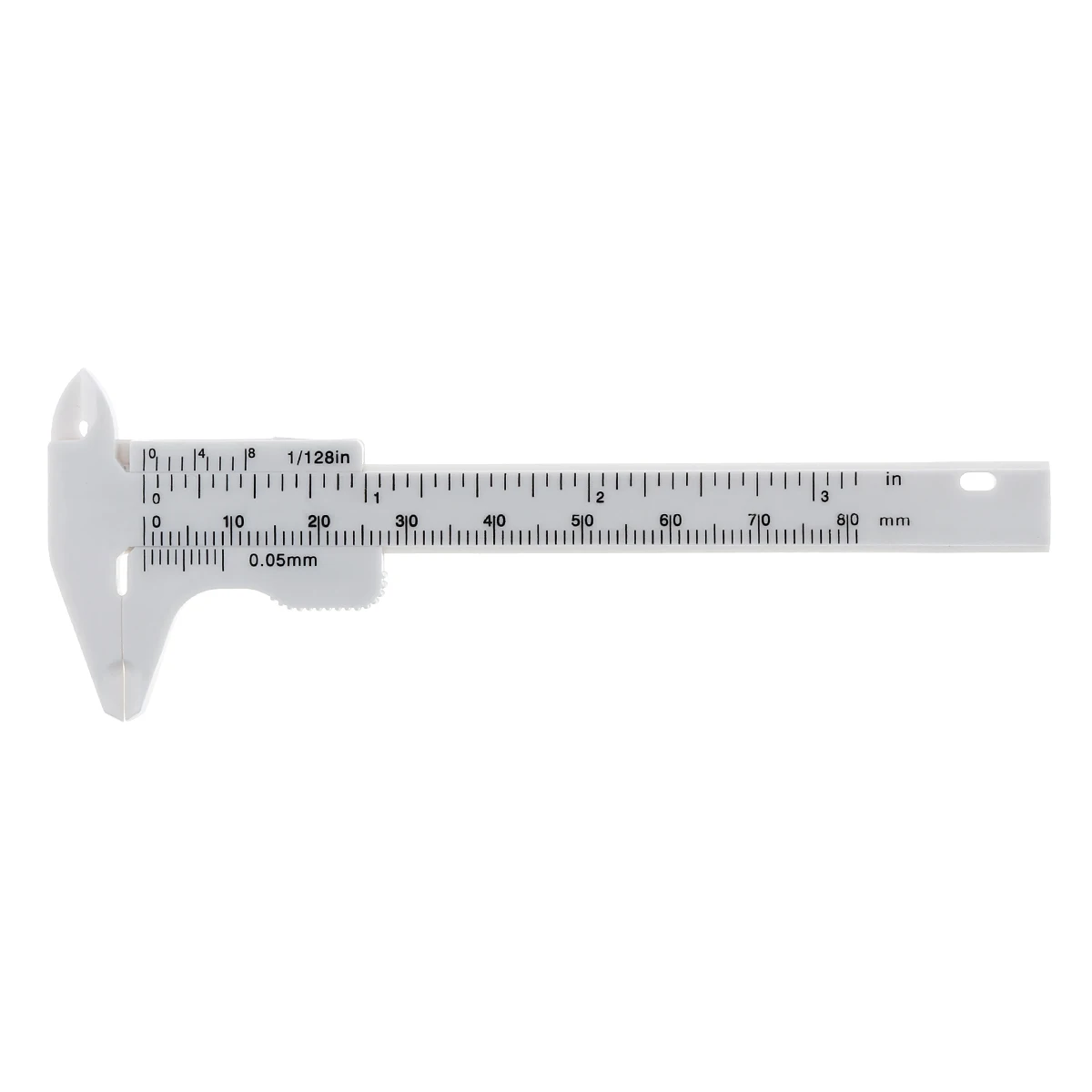 0-80mm Double Scale White Plastic Vernier Caliper with Orange Mini Measurement Tool for Students Antique Measurement
