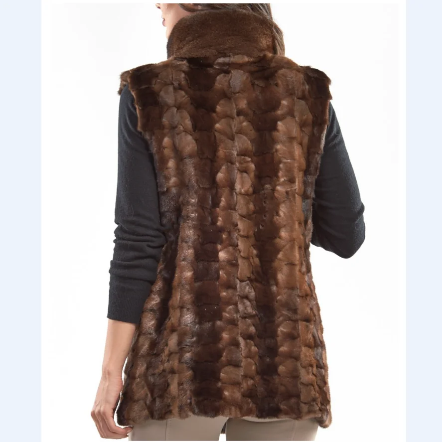 Echt nertsbont vest voor dames, warm vest, Europese straatstijl, hoge kwaliteit, 100% nerts, wintermode