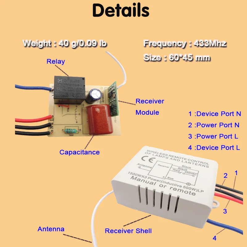 AC 220V RF Remote Control 2 Way ON/OFF Relay Wireless Remote Switch Transmitter Smart Fan Controllor Switch For Light Bulb