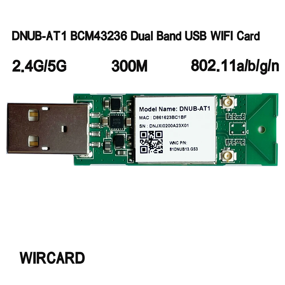 DNUB-AT1 (236B), wifi 2,4/5G, 802.11a/b/g/n, banda Dual de 300M, 2x2, tarjeta WIFI USB, BCM43236BKMLG