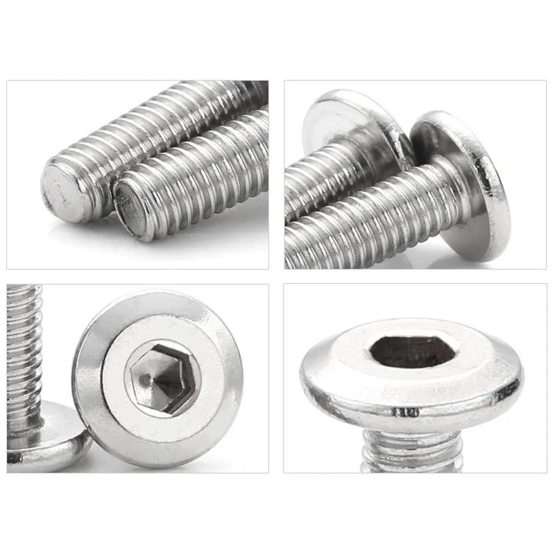 M2 M3 M4 M5 M6 M8 M10 304 Stainless Steel Large Flat Hex Hexagon Socket Head Allen Furniture Rivet Screw Connector Joint Bolt