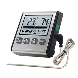 Digital Timing Food Thermometer Temperature Meter with Timer Function Meat Probe Electronic Kitchen Tools For Cooking BBQ Oven