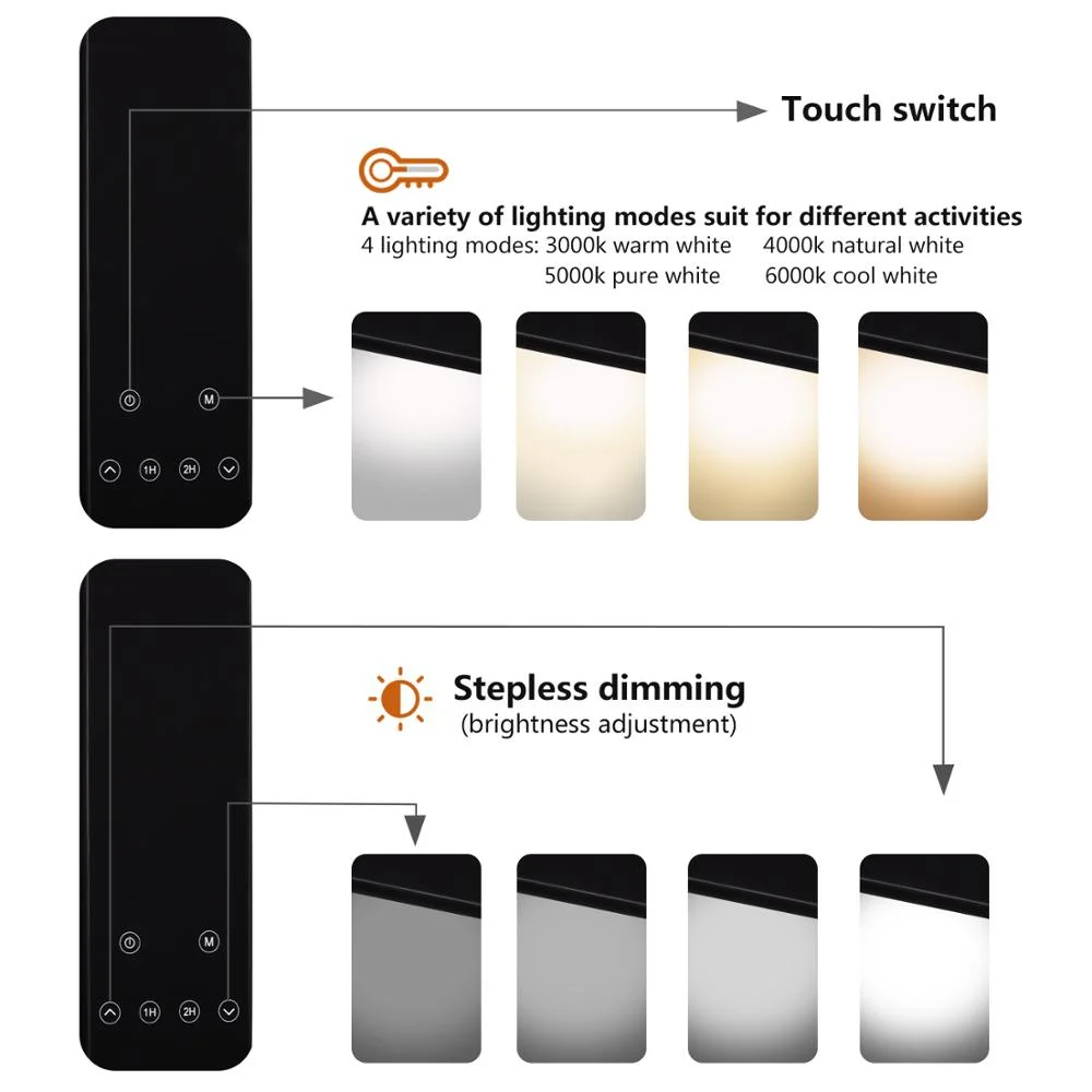 Adjustable LED Swing Arm Desk Lamp With Time-off And Dimmable Function With 4 Lighting Color Mode For Office Home Workplace