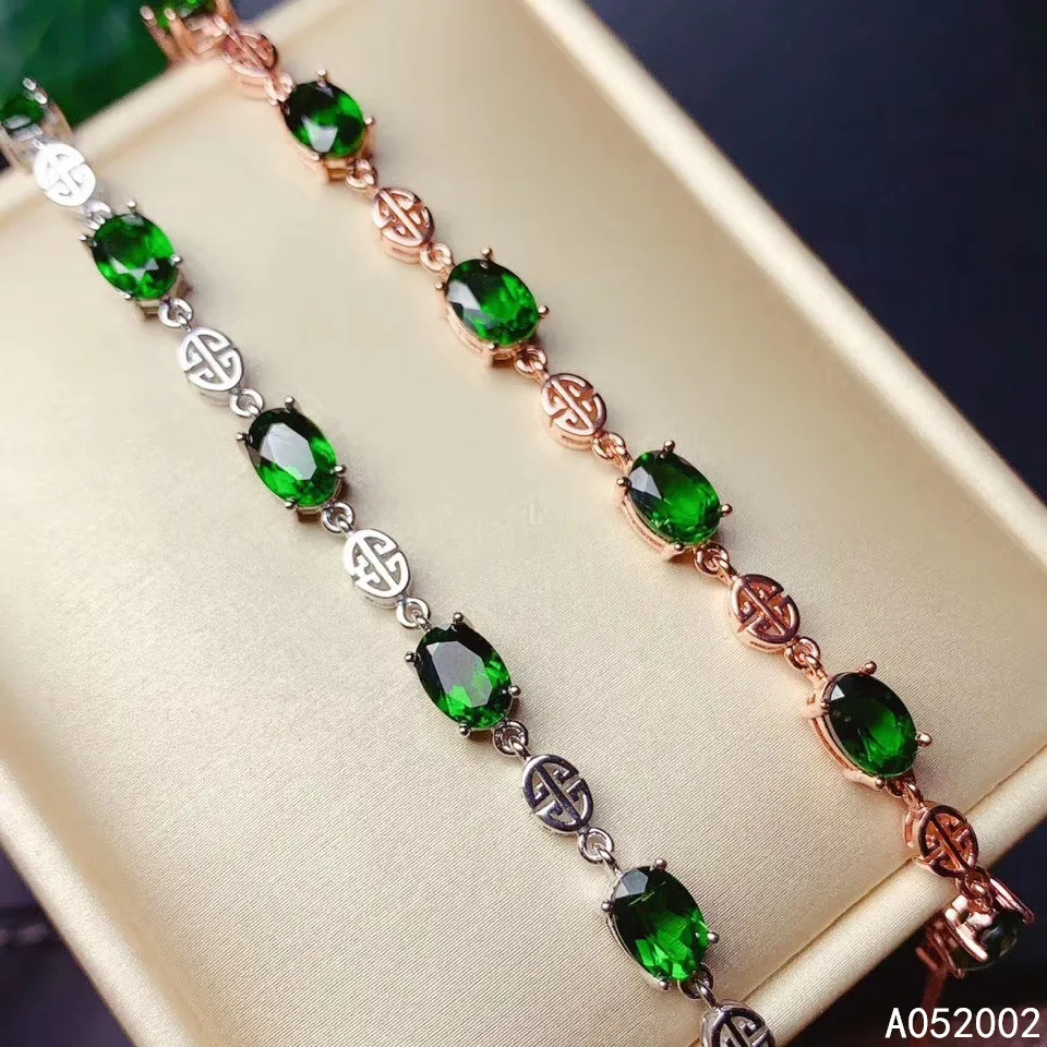 KJJEAXCMY fine jewelry natural Diopside 925 sterling silver new women gemstone hand bracelet support test noble