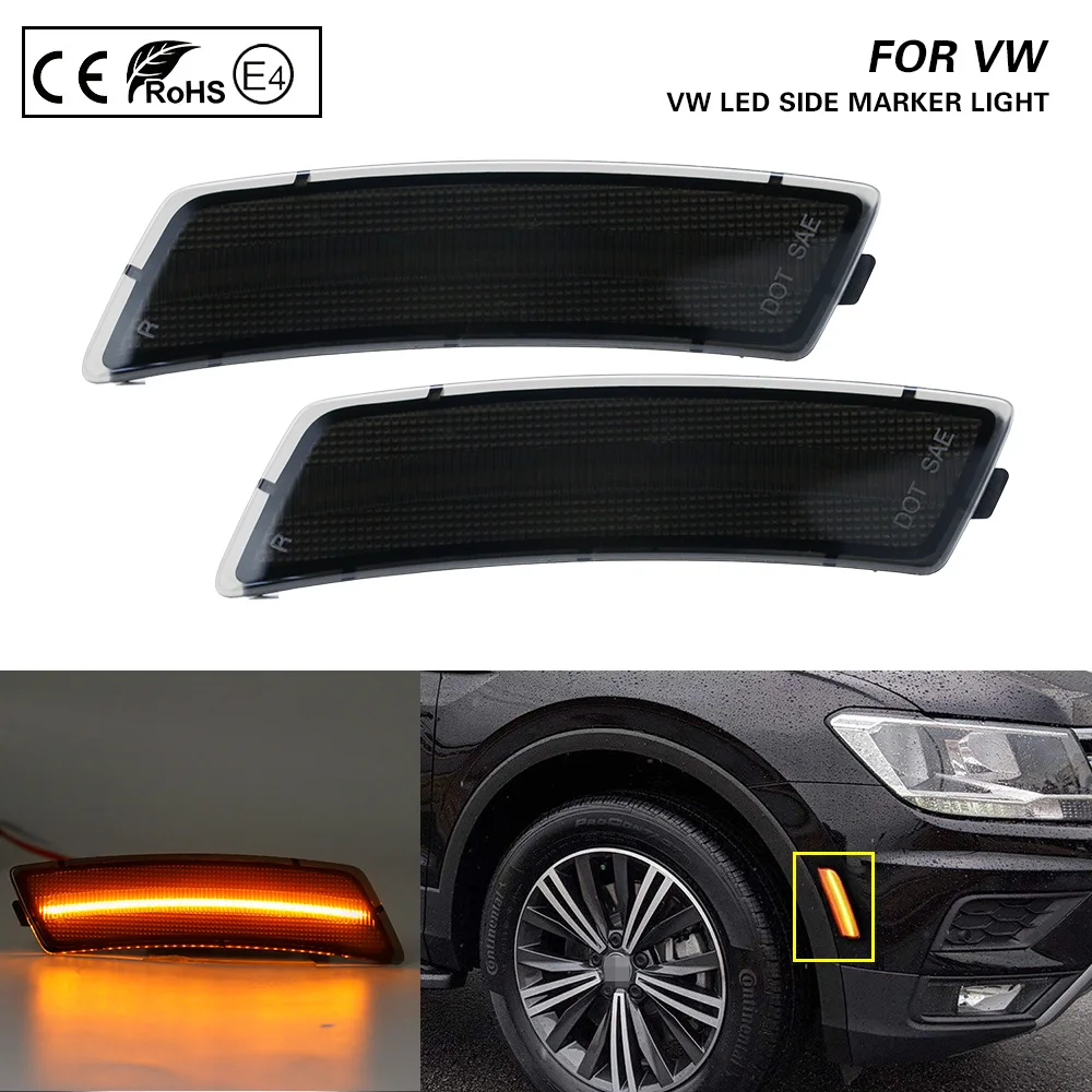 Per VW Beetle 2012 2013 2014 2015 2016 2017 2018 2019 Tiguan 2018 2019 2020 2021 LED Paraurti Anteriore Indicatore Laterale Della Lampada Della Luce