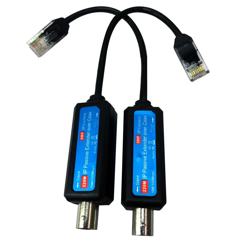 Extensor passivo sobre coaxial, Transmissor 10 Mbps, IP para receptor coaxial, Cabos de transmissão para câmera de segurança IP POE NVR