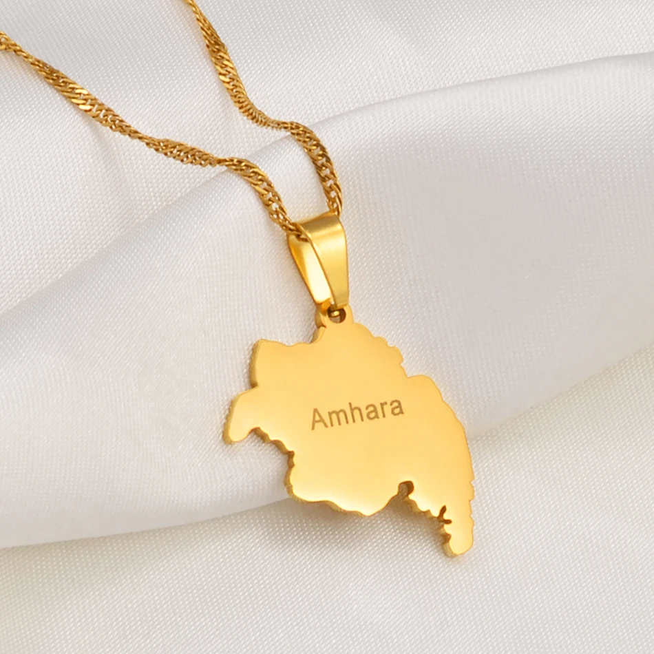 Anniyo Ethiopia Amhara Pendant Necklaces for Women Jewelry for Gold Plated #239121