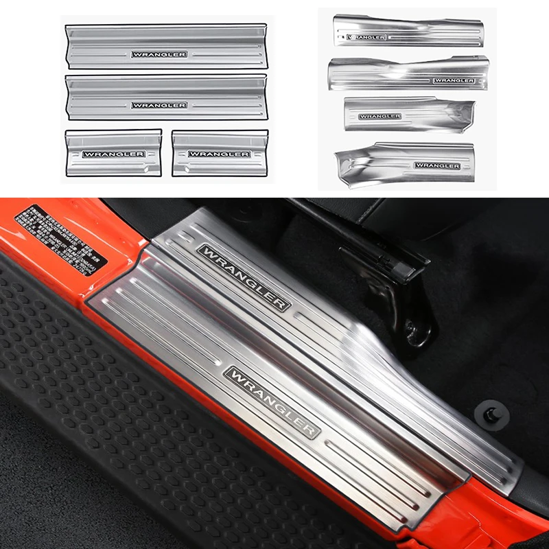 Off-road 4X4 Car Decorative Accessories Stainless Steel Welcome Pedal Door Sill Panle Fit For Jeep Wrangler JL 2018-2021