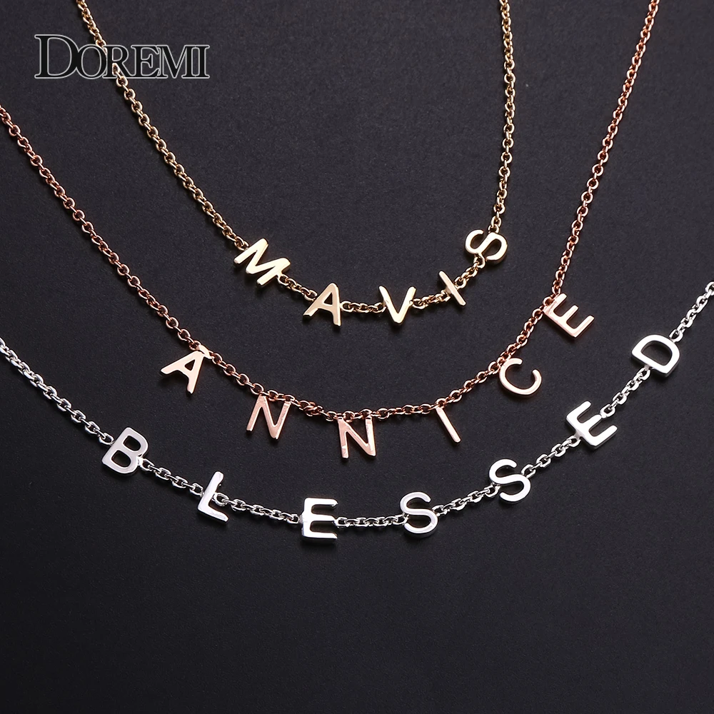 DOREMI Fashion Personalized Custom Name Choker Necklace Dainty Gifts  6mm Littel Letter Initial Neckalce for Women Bijoux Femme