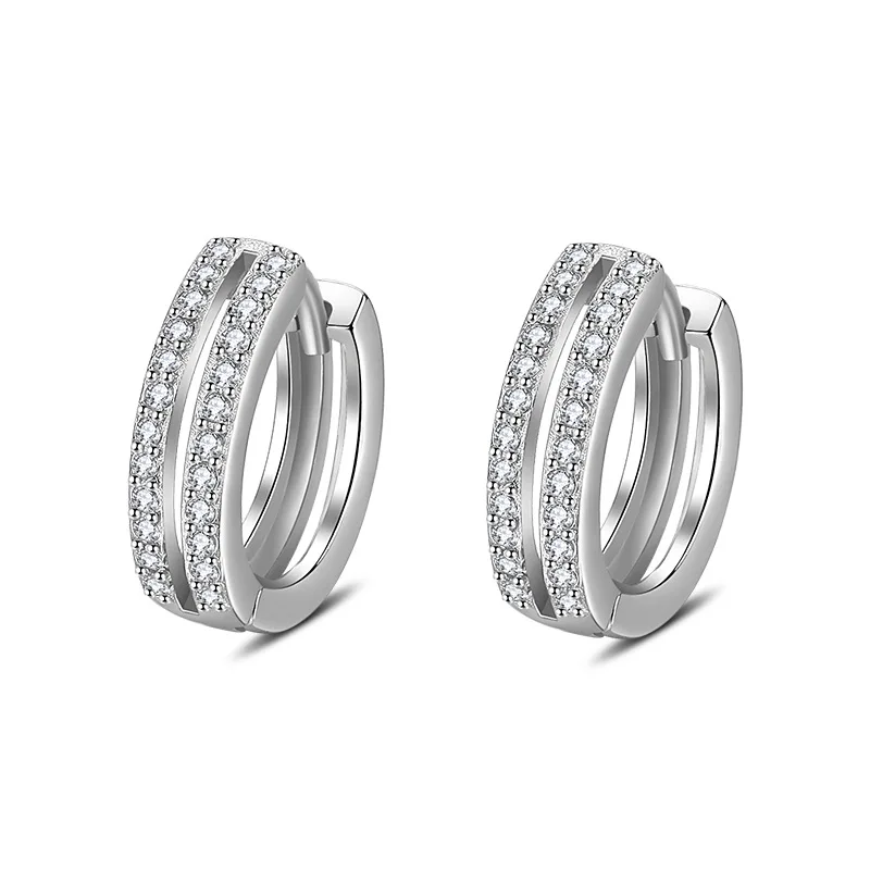 

LByzHan 100% Real 925 Sterling Silver Crystal Circle Earring For Women Making Jewelry Gift Wedding Party Engagement E024