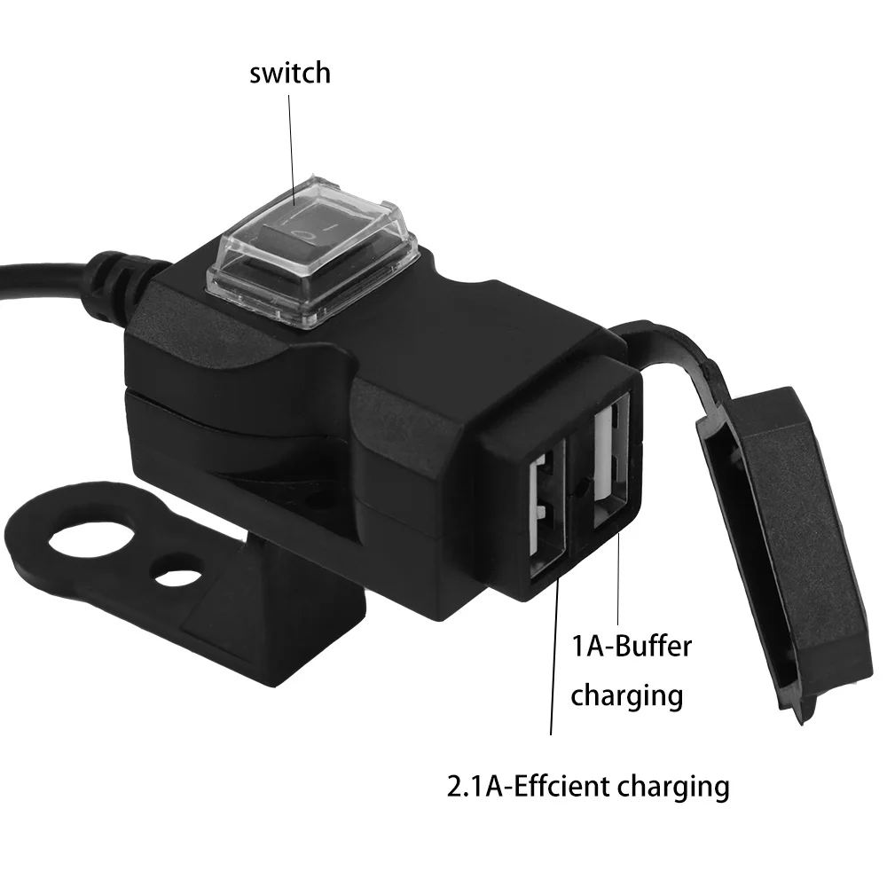 오토바이 오토바이 충전기, 방수 휴대폰 충전기, 전원 공급 장치 소켓, 12V 듀얼 USB 포트