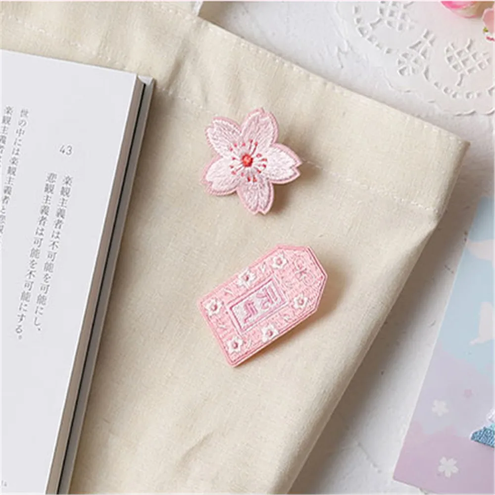 MAXSIN FUN 1 Pc High Quality Sakura Embroidery Sticker Flower Patches Iron On Jeans Clothes Applique Decoration Accessories DIY