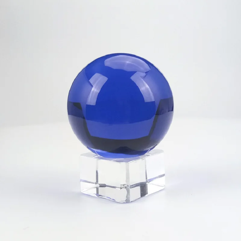 

Hot Sale K9 Dark Blue Crystal Ball+Crystal Stand Glass Sphere For Home Decoration Fengshui Ball Wedding Souvenir