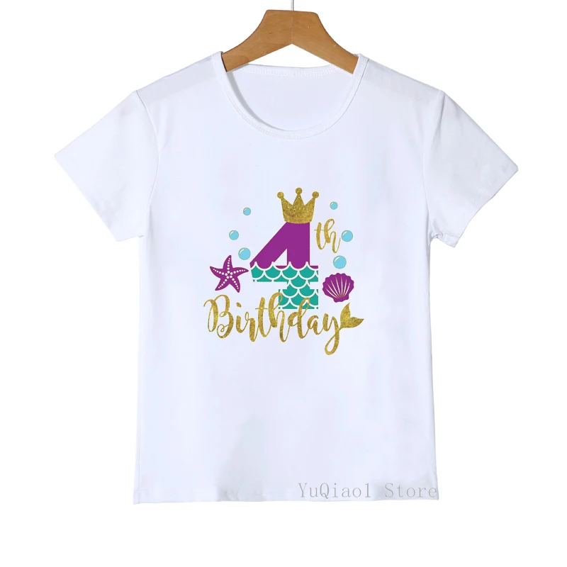 Kids Happy Birthday Number 1-10 Letter Print T Shirt Girls Birthday Gift Lovely Graphic Number T-Shirt Baby Toddler Teen Clothes