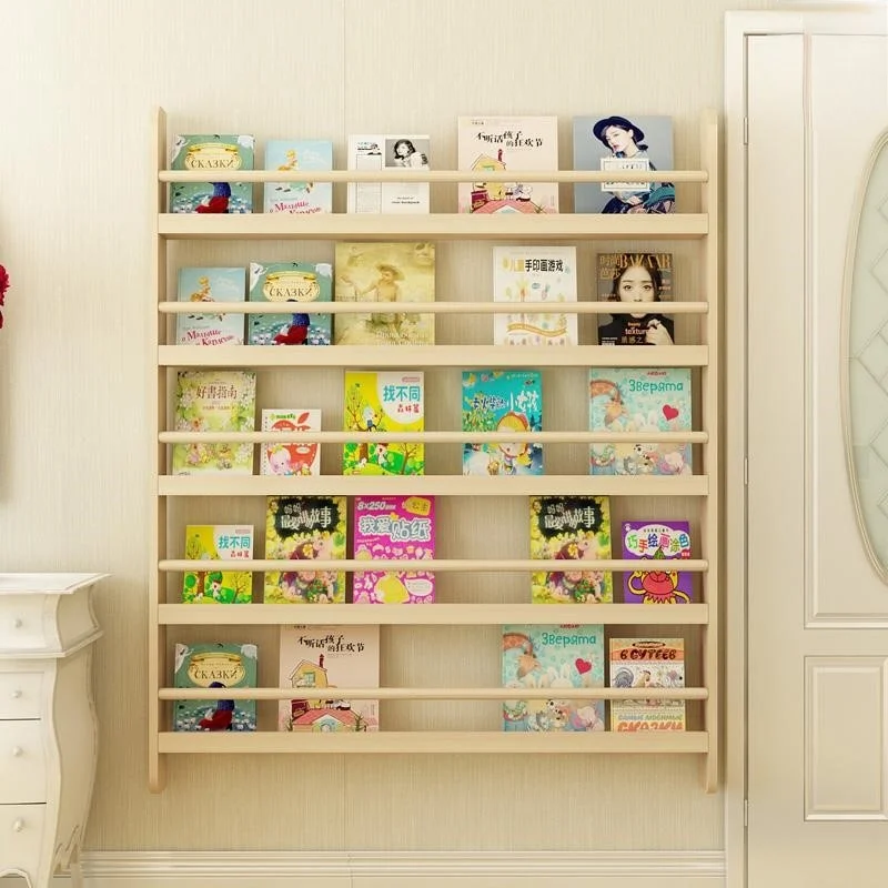 Painted Bookshelf Set on the Wall of Children's Baby Wall-Mounted Shelf Nails Hanging Small