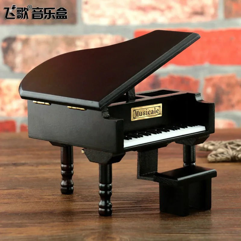 Decor Music Boxes Mini Constellation Hand cranked Wooden Simulated Piano Golden Movement Music Box Creative Gift