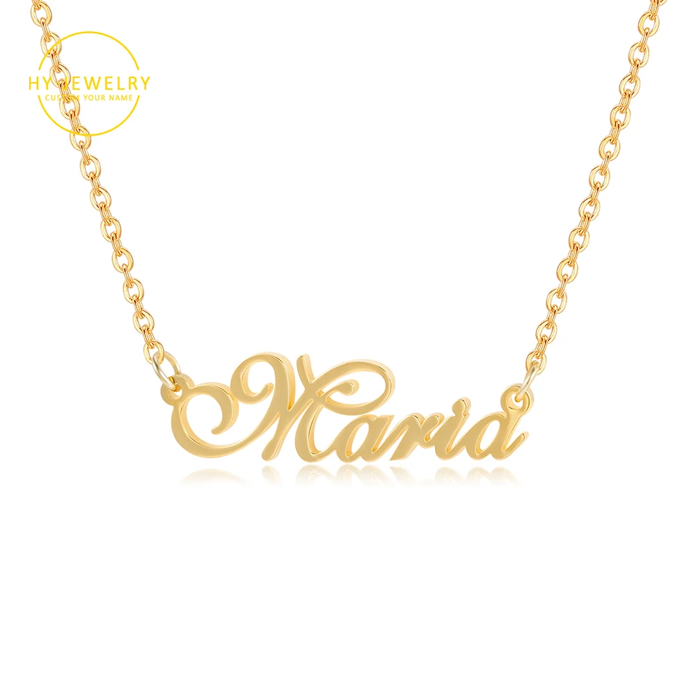 Personalized Name Necklace Handmade Customized Cursive Font Nameplate Pendant Stainless Steel Chain Charm Jewelry Birthday Gifts