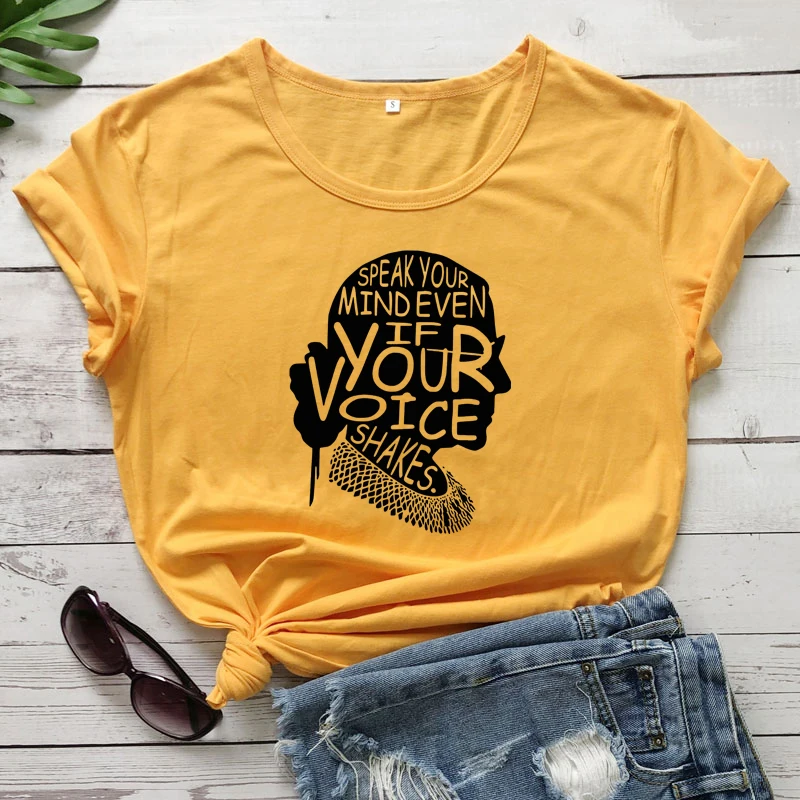 Speak Your Mind Even If Your Voice Shakes T-shirt Casual Women Short Sleeve Feminist Tshirt Funny 90s Empowerment Slogan Top Tee