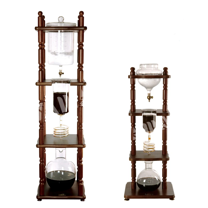 Ice drip coffee pots Business use water drip maker Dutch coffee machine ice cold brew coffee/tea pot glass wooden Oak frame