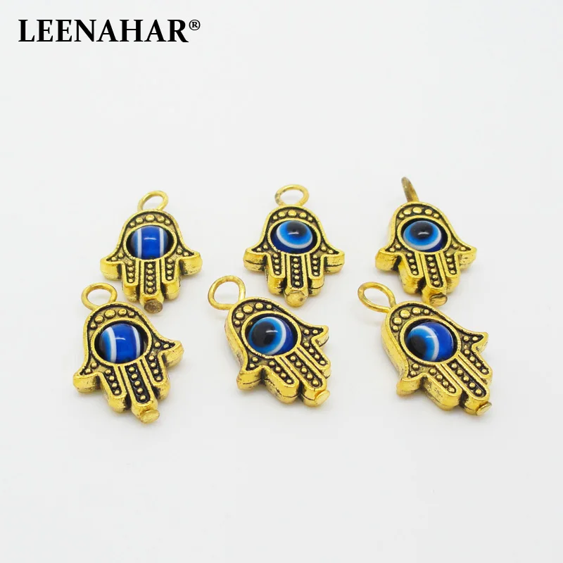10PCS Hamsa Hand Frame Charms Kabbalah Amulet Hand Of Fatima Symbol Pendants For Jewelry Making Findings DIY Necklace Bracelet