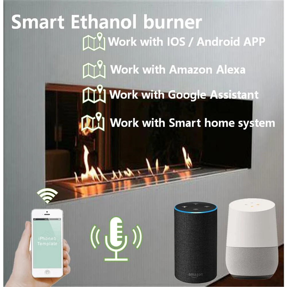 

60 inch Auto Smart Ethanol Burner Quemador Electric Wall Biofireplace