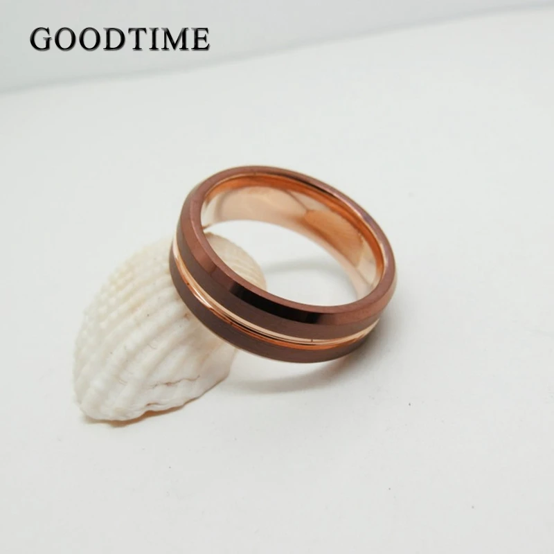 Luxury Tungsten Carbide Couple Rings Engagement Wedding Band  Rose Gold Color Ring Jewelry Accessories For Men Woman